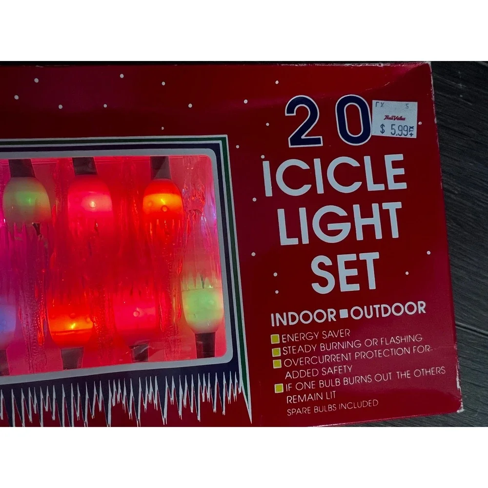 Vintage Liberty Bell Christmas 20 Icicle Light Set Indoor Outdoor Multi Color x2